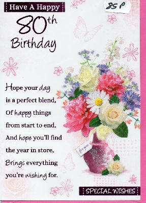 80th Birthday Card – buy online or call 0161 789 4914