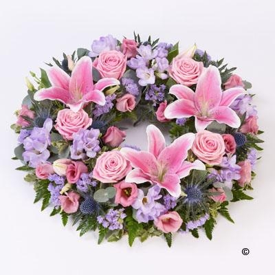 Rose and Lily Wreath   Pink and Lilac
