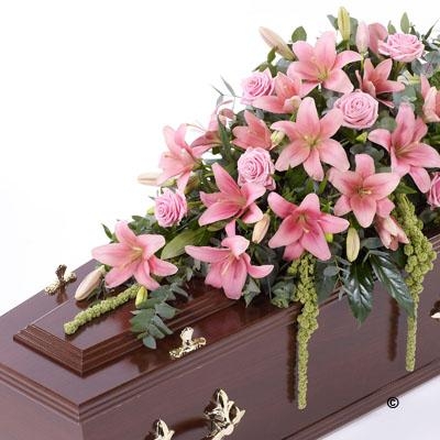 Lily and Rose Casket Spray Pink