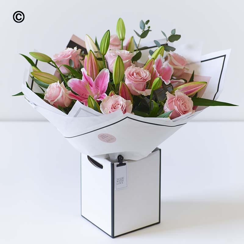 Beautifully Simple Rose & Lily Bouquet Pink