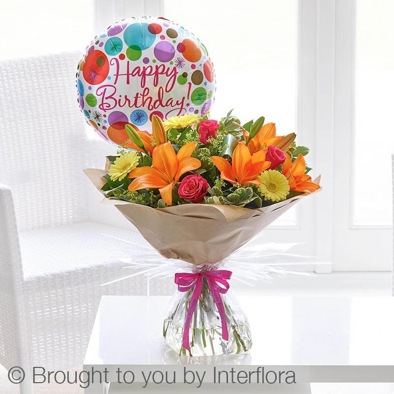 Birthday flowers and balloons discount