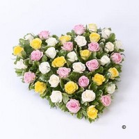 Mixed Rose Heart   Pink, Yellow and Cream