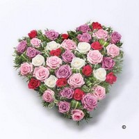 Mixed Rose Heart   Pink, Lilac and White