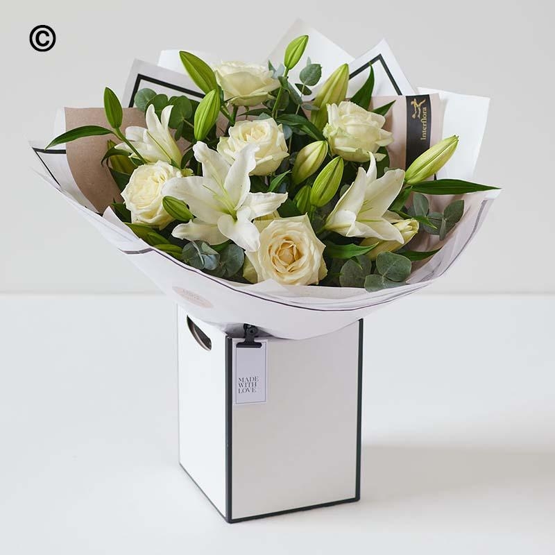 Beautifully Simple Rose & Lily Bouquet White