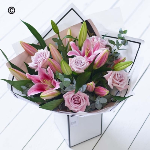 Beautifully Simple Pink Rose and Lily Tie