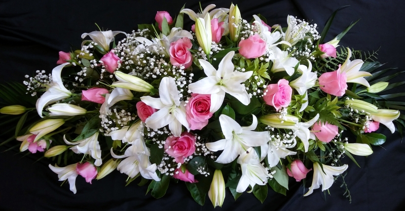 Rose & Oriental Lily Coffin Spray