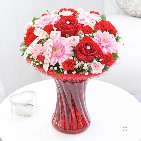 Pink & Red Love Vase   Germini