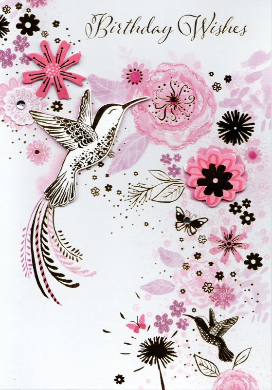 Hummingbird Birthday Wishes card