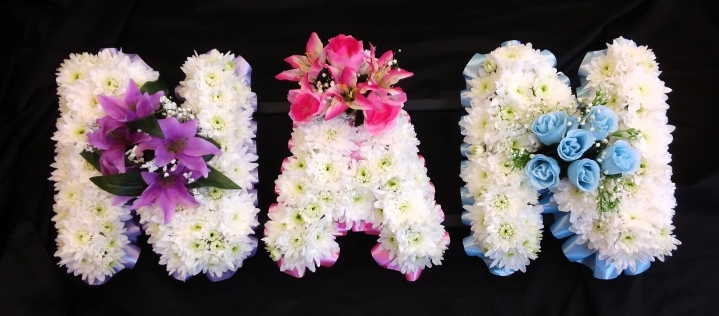 Fresh & Artificial flower blend letters