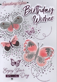 Pink Butterfly Birthday card