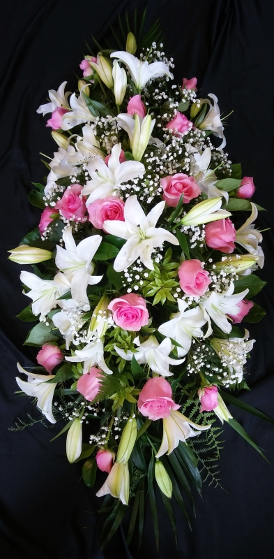 Rose & Oriental Lily Coffin Spray